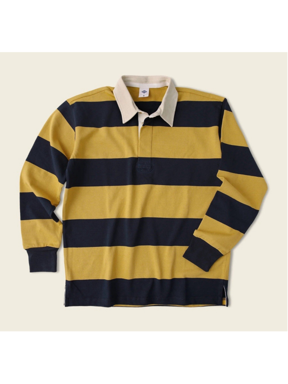 Non Stock Classic Fit Striped Jersey Rugby Shirt - Yellow/Navy XL